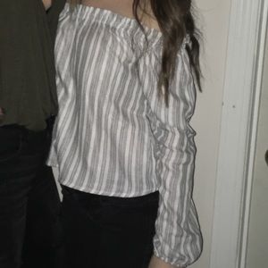 Black and white striped blouse